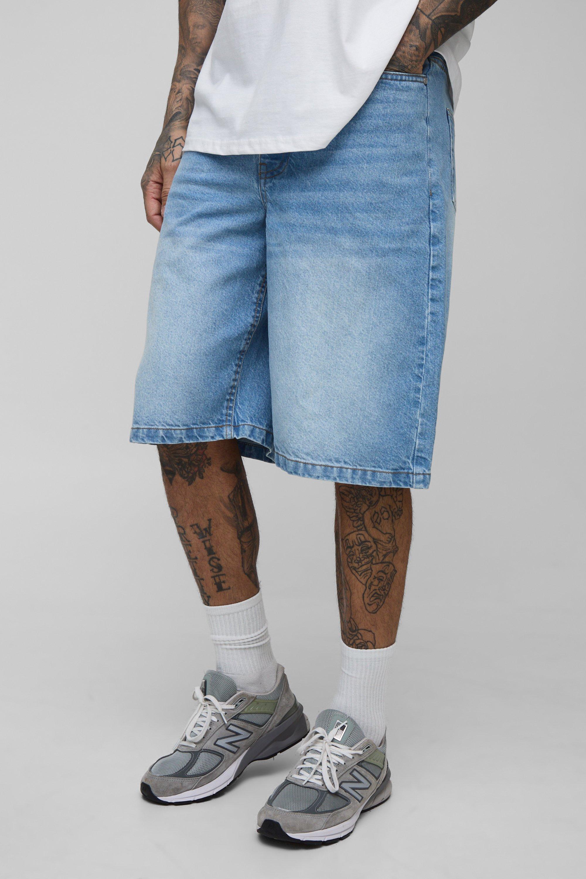 Mens Grey Tall Relaxed Fit Jorts, Grey